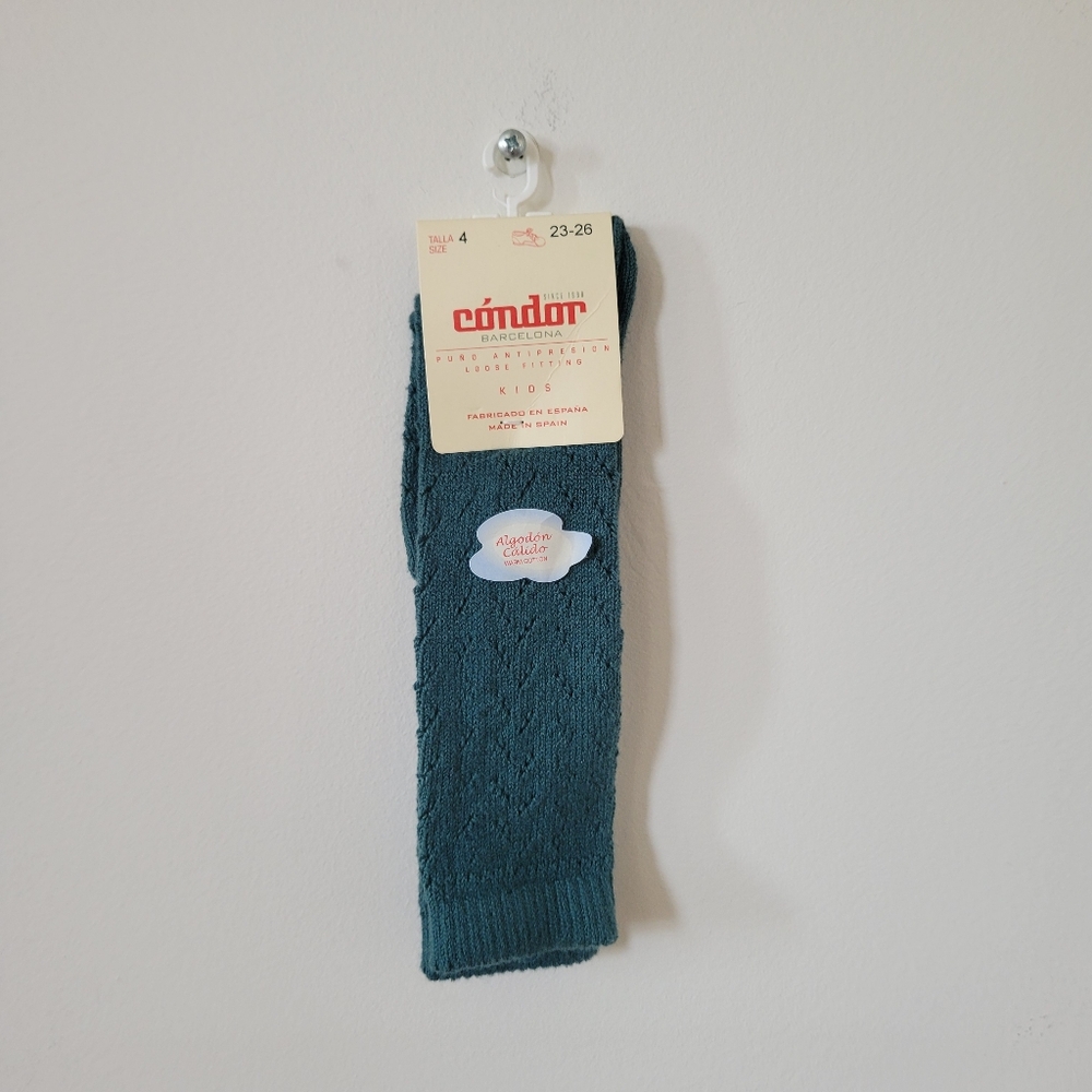 NWT Condor Cotton Crochet knee-high socks in Oil Color, Size 4